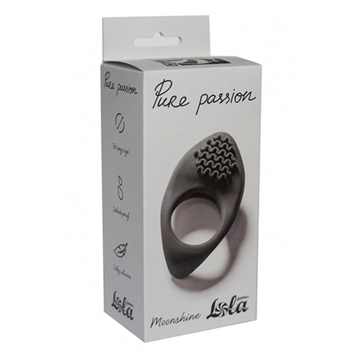 Wibrujący pierścień erekcyjny Pure Passion Moonshine czarny z silikonu