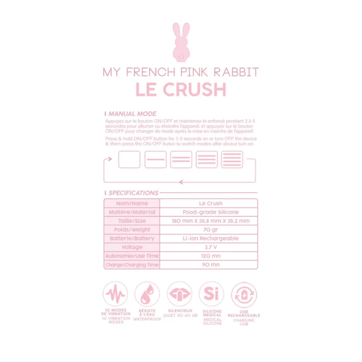 Wibrujące jajeczko intymne z aplikacją - Le Crush Rose Pale, medyczny silikon, 10 trybów