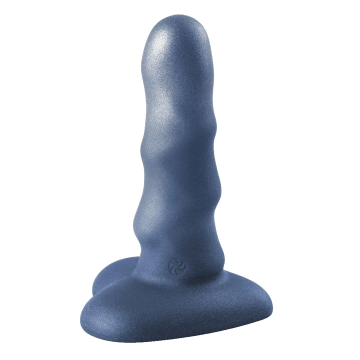 Mini dildo, spiralna tekstura, hipoalergiczny silikon, efekt brokatu, czarny