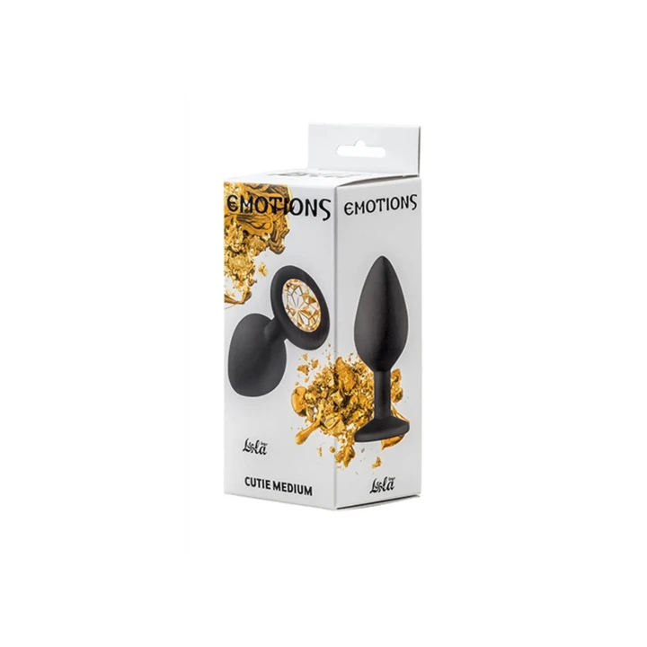 Zabawka analna Plug-Anal Cutie Medium z kryształem, czarna z efektem złotym