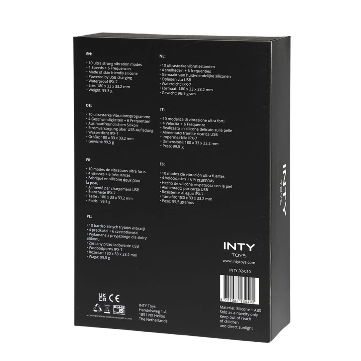 Masażer silnikowy INTY w kolorze różowym, wodoodporny, silikonowy z 10 trybami wibracji