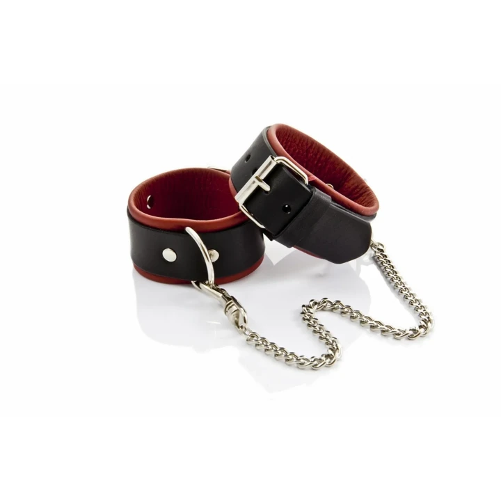 Kajdanki skórzane regulowane dla kobiet z łańcuszkiem - elegancka biżuteria na nogi