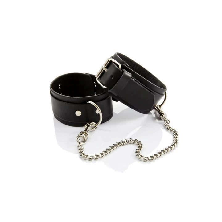 Męskie kajdanki WHIPS z naturalnej skóry, ręcznie produkowane, regulacja 25-29 cm