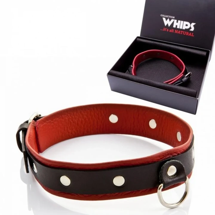 Obroża skórzana WHIPS damska, średnia, regulowana 36-42 cm, komfortowa i elegancka