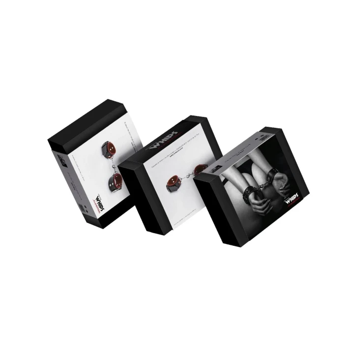 Eleganckie kajdanki damskie z naturalnej skóry bydlęcej z regulacją, czarno-czerwone