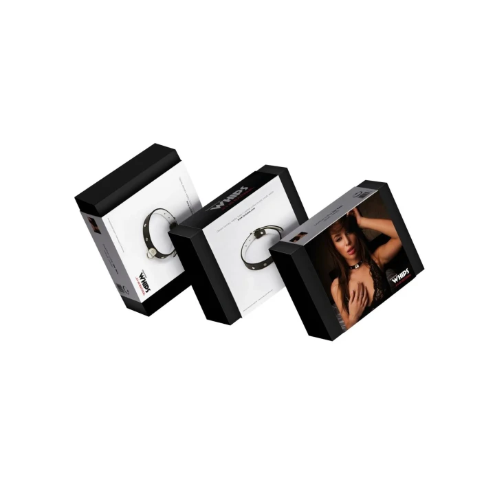 Obroża damska WHIPS, wąska, biała, skórzana, regulowana 36-42 cm, elegancka i komfortowa