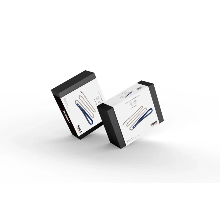 Smycz BDSM Crazy Horse w kolorze niebieskim, skórzana, elegancka i trwała