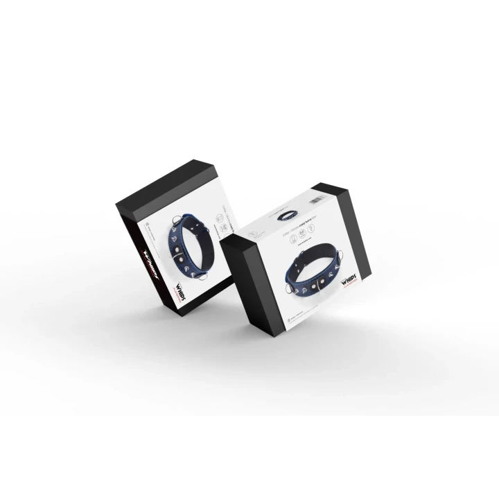 Obroża BDSM z naturalnej skóry Crazy Horse w kolorze niebieskim, rozmiar S