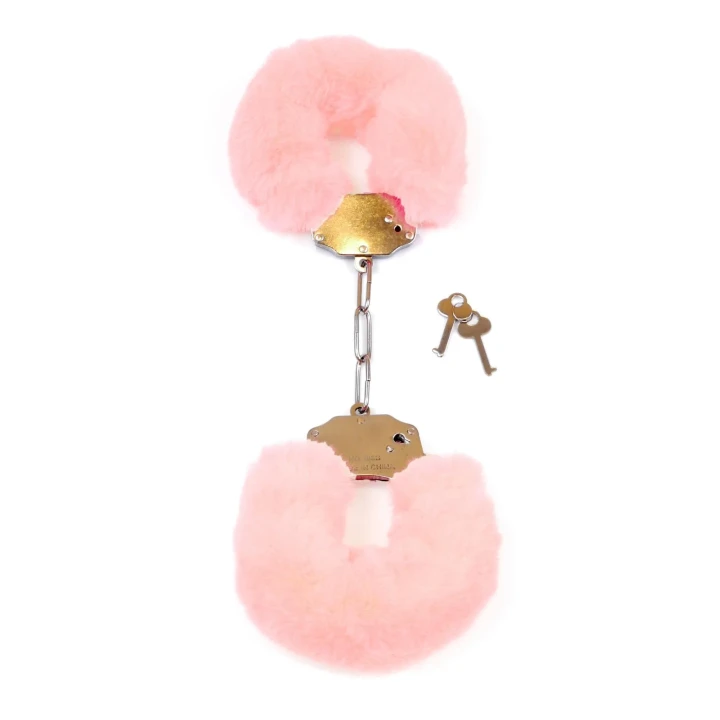 Kajdanki Fetish B - Seria Różowe Aksamitne Kajdanki z Metalowym Mechanizmem