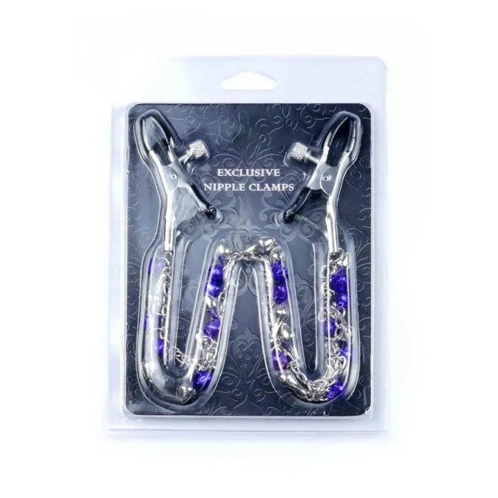 Zaciski na brodawki z regulacją siły nacisku, metalowe z gumową powłoką, Fetish B - No.2