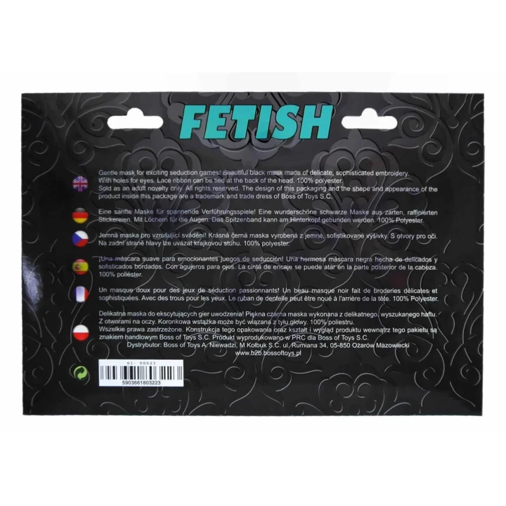 Elegancka czarna maska wenecka z haftem - Love Mask B do erotycznej stylizacji