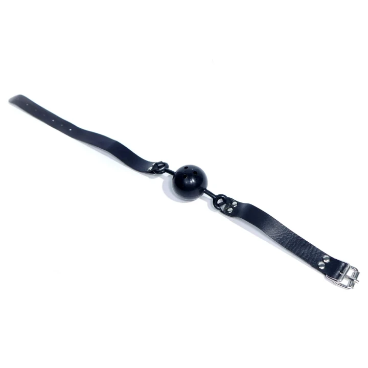 Knebel do ust z kulką - guma PVC / ekoskóra, regulowany rozmiar, Fetish B - Series