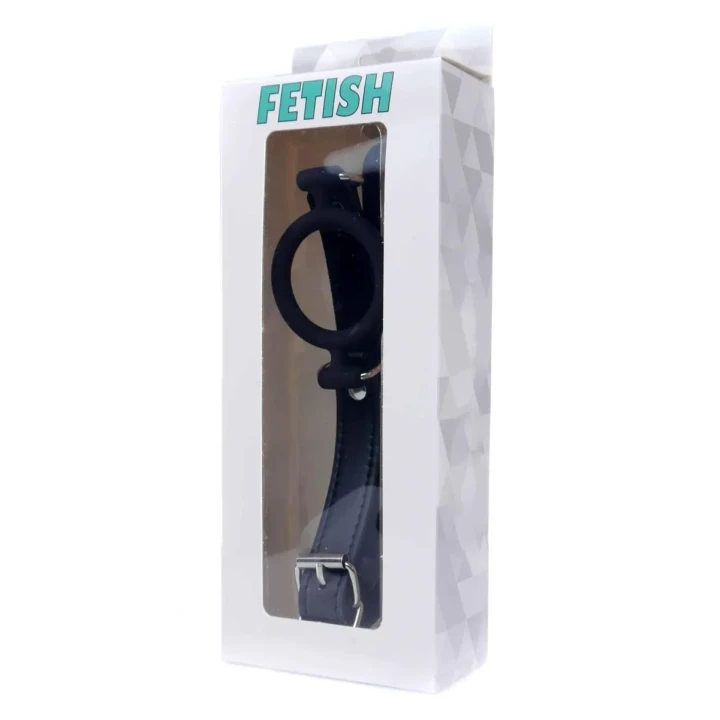 Knebel-O-ring Gag ze srebrnym wykończeniem - akcesorium BDSM z regulowanym paskiem