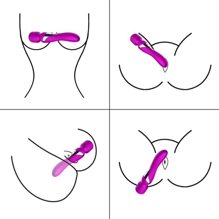 Wielofunkcyjny silikoniczny masażer USB 7+7 zróżnicowany - fioletowy