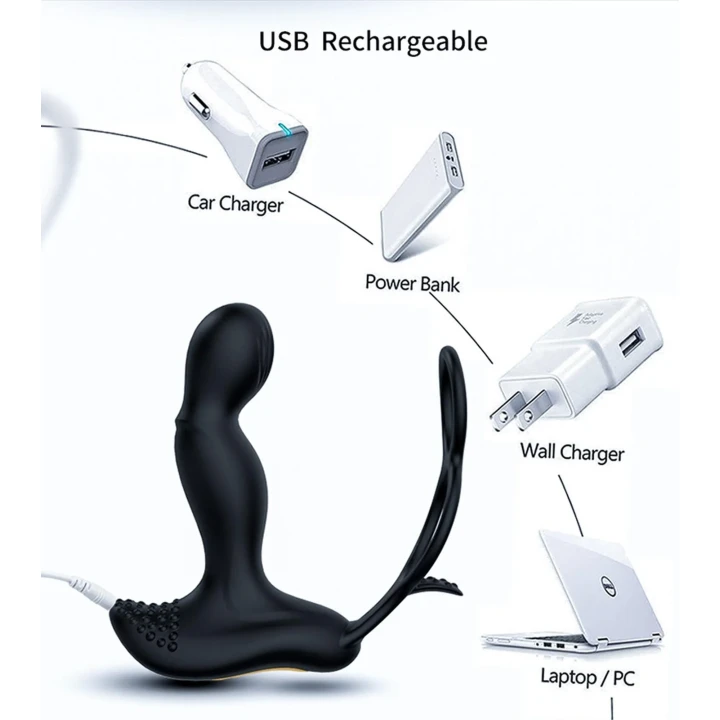 Wibrator-Silicone Massager 7 Function and Heating Function, Black