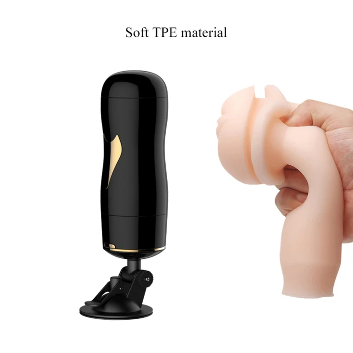 Dwustronny wibracyjny masturbator CyberSkin® z przyssawką w kolorze czarnym