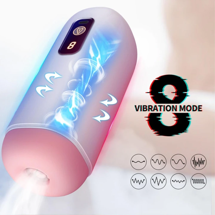 Masturbator elektryczny z ładowaniem USB, 8 funkcji wibracji, 18 cm długości