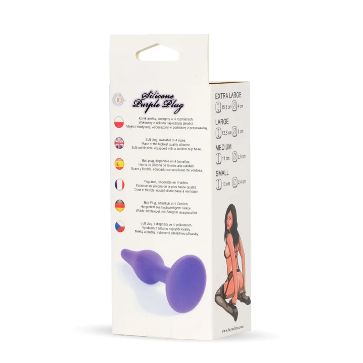 Wtyk analny z silikonu, fioletowy - duży, wodoodporny, 15,5 cm, 4 cm średnicy