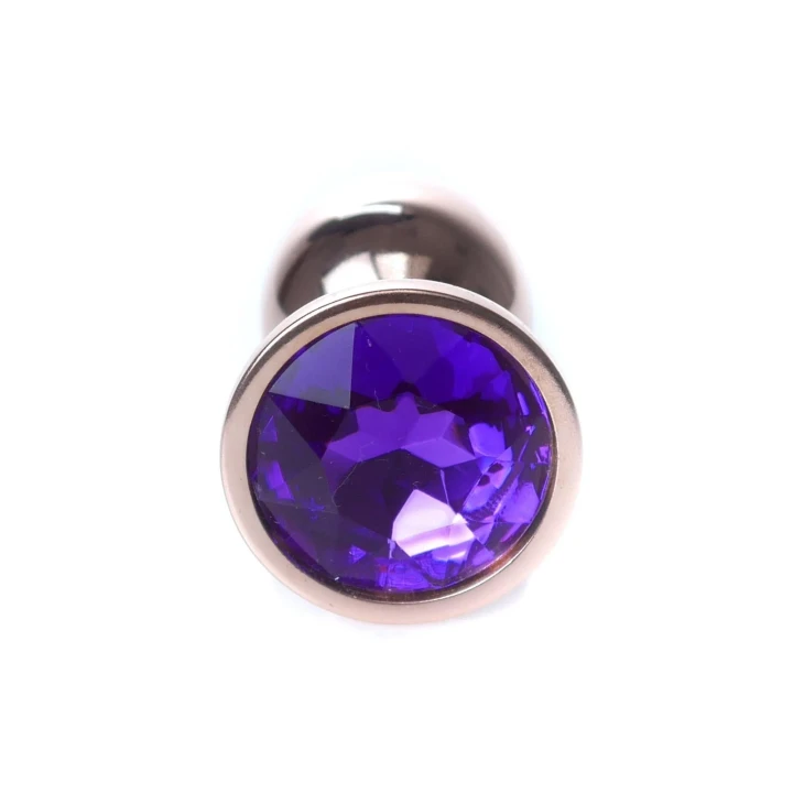 Biżuteria analna Plug-Jewellery z czerwonym złotem i purpurowym detalem, 7 cm