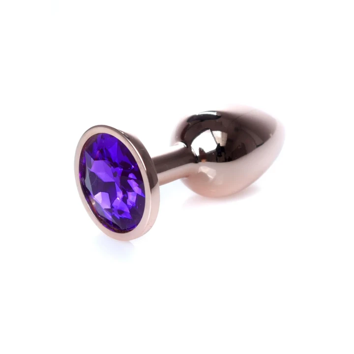 Biżuteria analna Plug-Jewellery z czerwonym złotem i purpurowym detalem, 7 cm