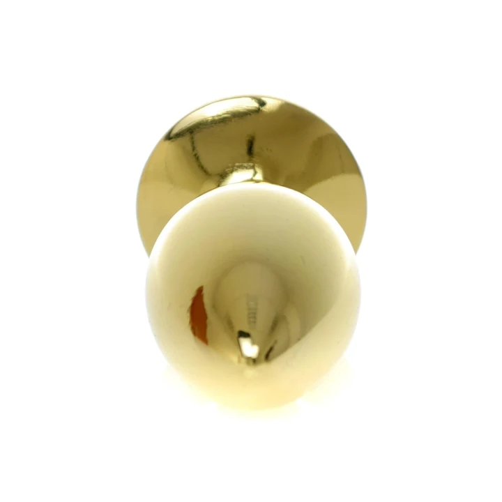 Ekskluzywny korek analny Plug-Jewellery Gold z różą, stalowy, niebieski, 7 cm