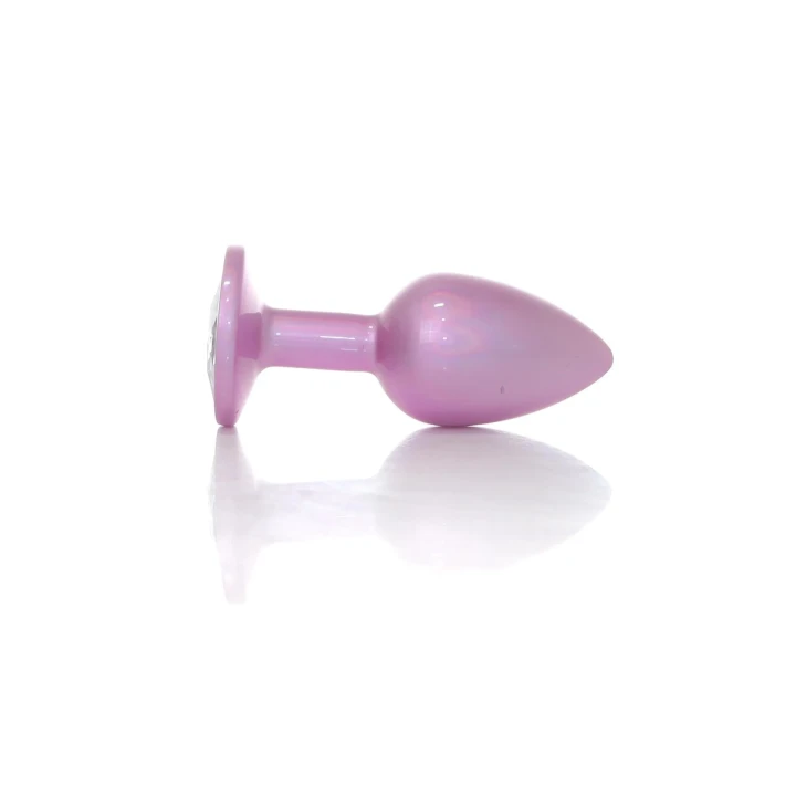 Korek analny Plug-Jewellery Pearl Pink - Stal nierdzewna, 7 cm, diamentowy akcent