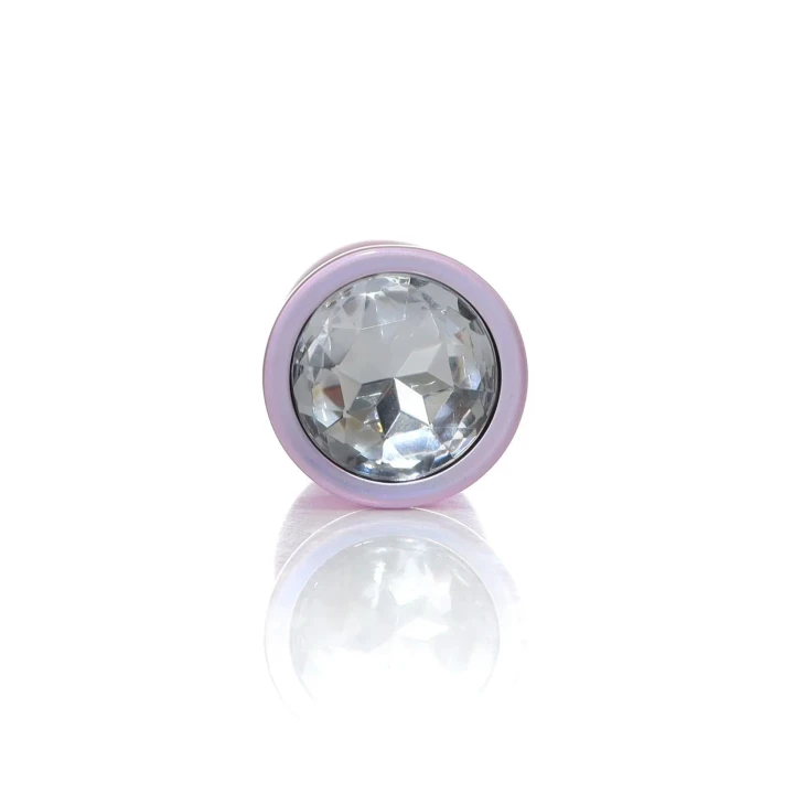 Korek analny Plug-Jewellery Pearl Pink M - stal nierdzewna, diamentowy detal, 8 cm