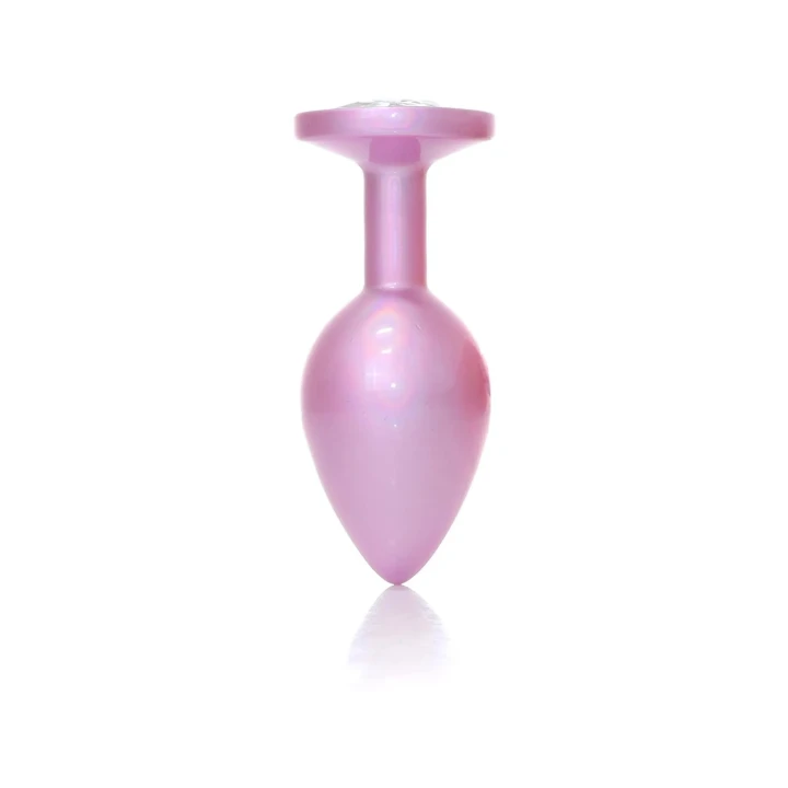 Korek analny Plug-Jewellery Pearl Pink M - stal nierdzewna, diamentowy detal, 8 cm