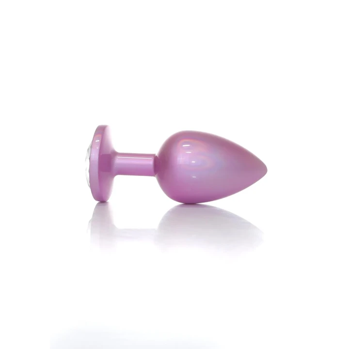 Korek analny Plug-Jewellery Pearl Pink z diamentem, stal nierdzewna, L 9 cm