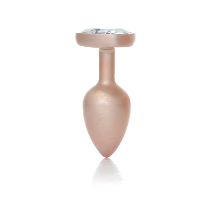 Korek analny ze stali nierdzewnej z diamentowym detalem, złote serce, 7 cm, Clear S