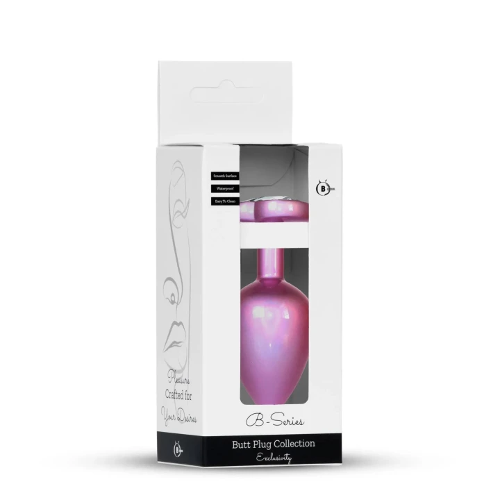 Koreczek analny z różowym sercem, stal nierdzewna, długość 9 cm, średnica 3,8 cm