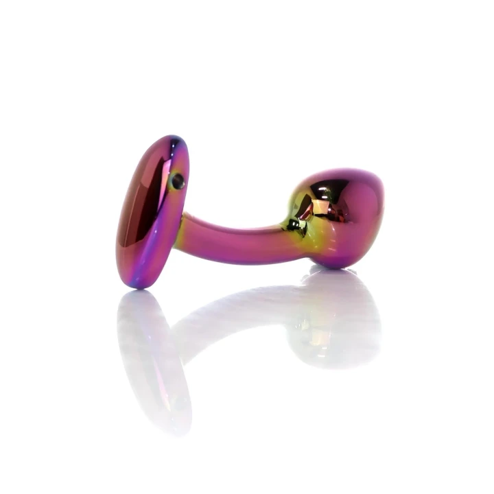 Korek analny Plug-Jewellery Curve Multikolor M ze stali nierdzewnej 9 cm x 3 cm