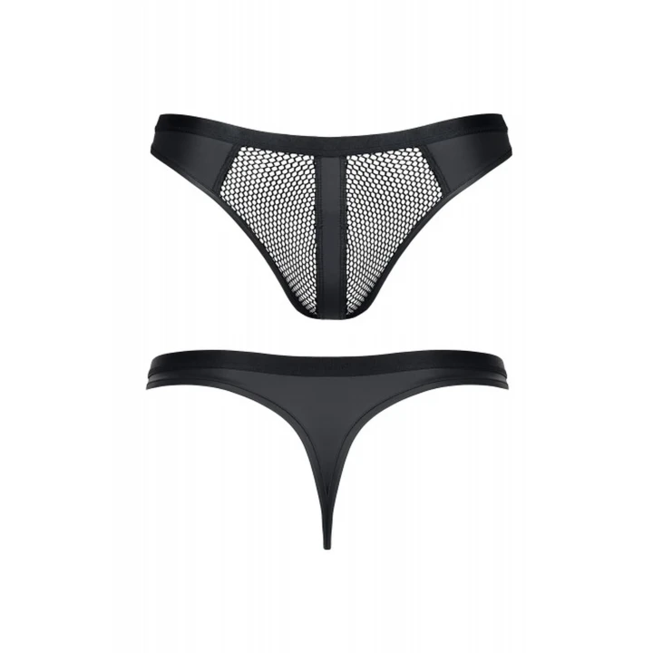 Męskie stringi XXL z elastycznej siateczki i wetlooka, wygodne i stylowe