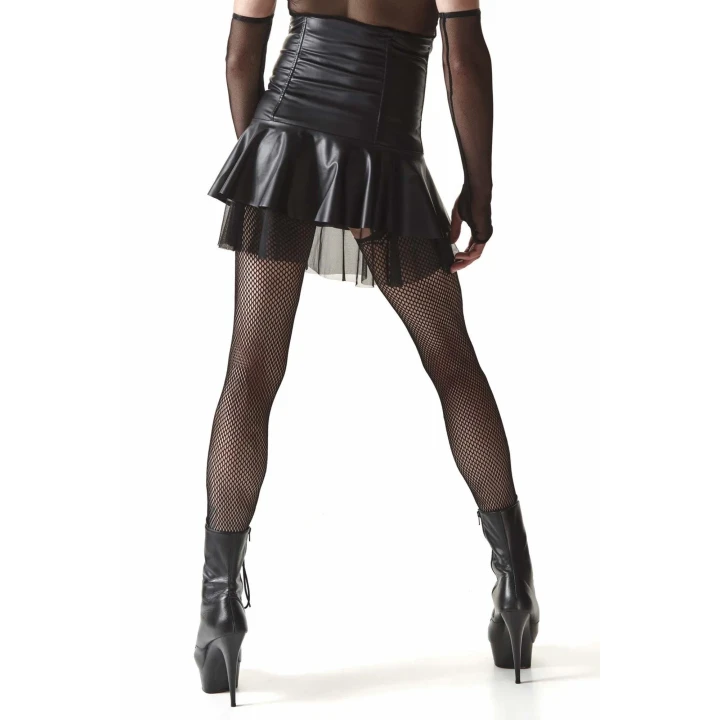 Spódniczka wetlook Regnes - CRD001, czarna, rozmiar M, z ozdobnym zamkiem srebrnym