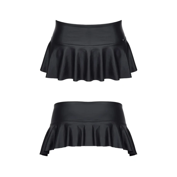Mini spódniczka wetlook Regnes CRD003 czarna S, elegancka i zmysłowa stylizacja