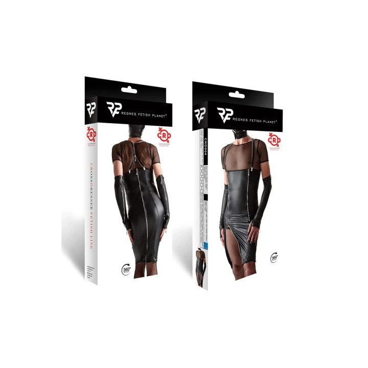 Sukienka wieczorowa Regnes CRD004, z elastycznego wetlooka, czarna, rozmiar S