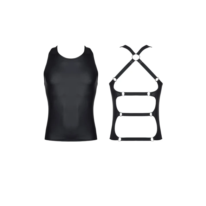 Koszulka damska Regnes CRD006, czarna, elastyczna, S, bez rękawów z metalicznymi detalami