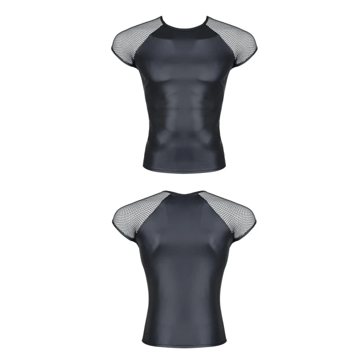 Koszulka damska Regnes CRD007, czarna, elastyczny wetlook, rozmiar M, z rękawami siateczkowymi