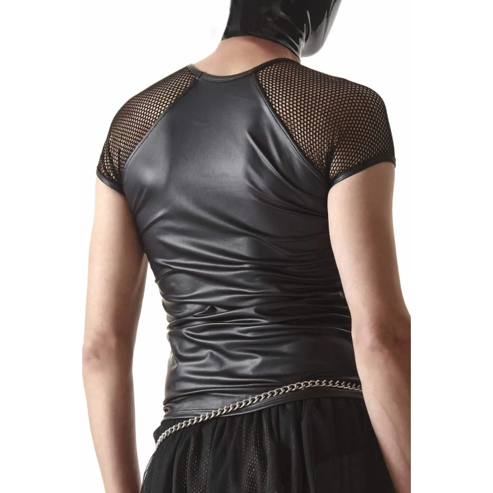 Koszulka damska Regnes CRD007, czarna, elastyczny wetlook, rozmiar M, z rękawami siateczkowymi