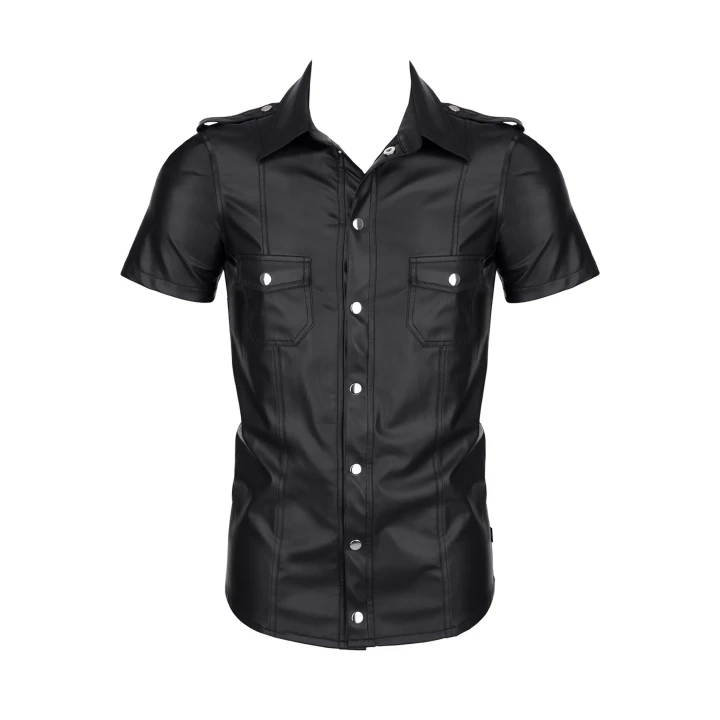 Koszula męska slim-fit RMLuca001 w kolorze czarnym, rozmiar M, materiał 95% poliester / 5% elastan