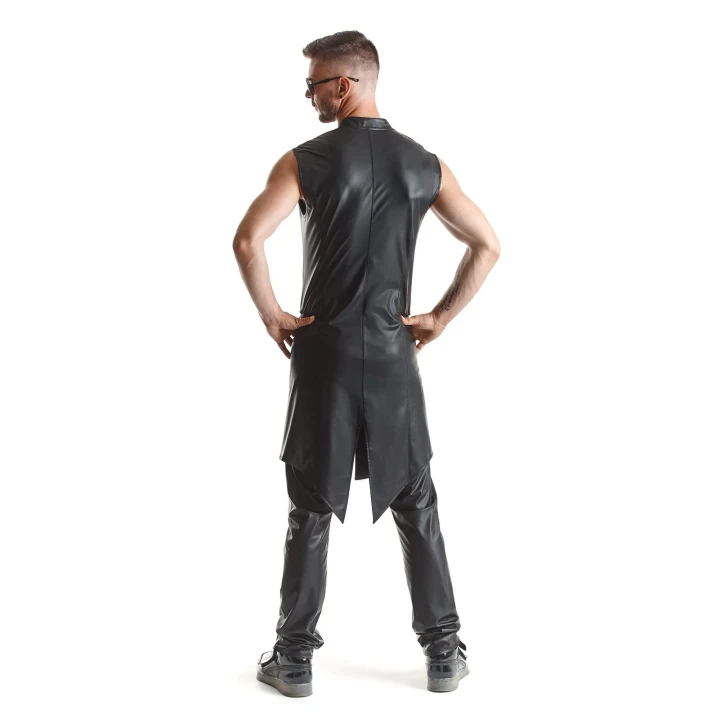 Elegancka czarna kamizelka RMMarco001 slim-fit S z ozdobnym zamkiem i kieszeniami