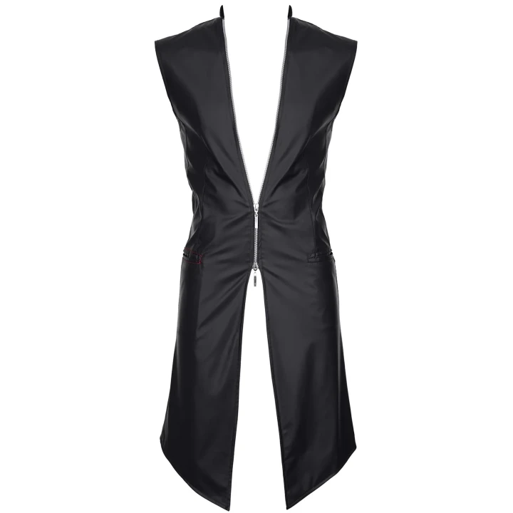 Elegancka czarna kamizelka RMMarco001 slim-fit S z ozdobnym zamkiem i kieszeniami