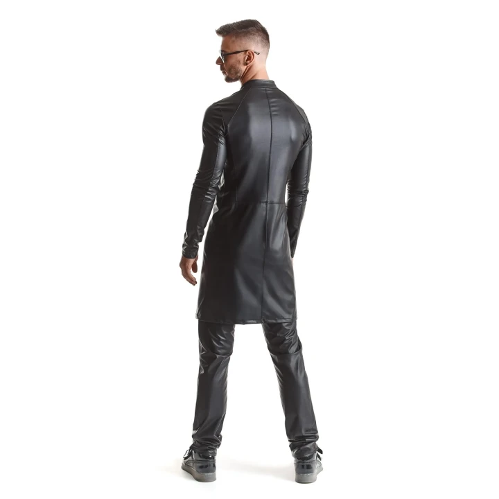 Płaszcz wetlook RMMario001 w kolorze czarnym, elegancki, rozmiar XL