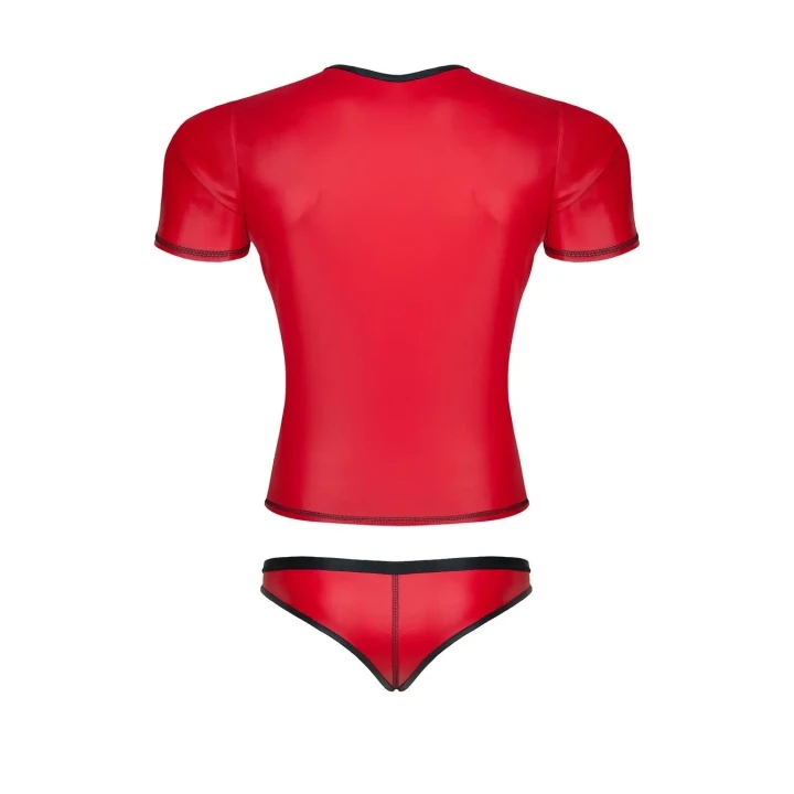 Męski komplet bielizny z wetlooka: t-shirt w serek i figi brazylijskie S