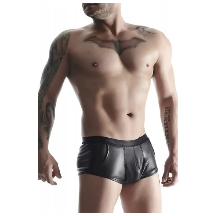 Męskie szorty wetlook M, elastyczne, z ukrytymi kieszonkami, czarne, nowoczesne