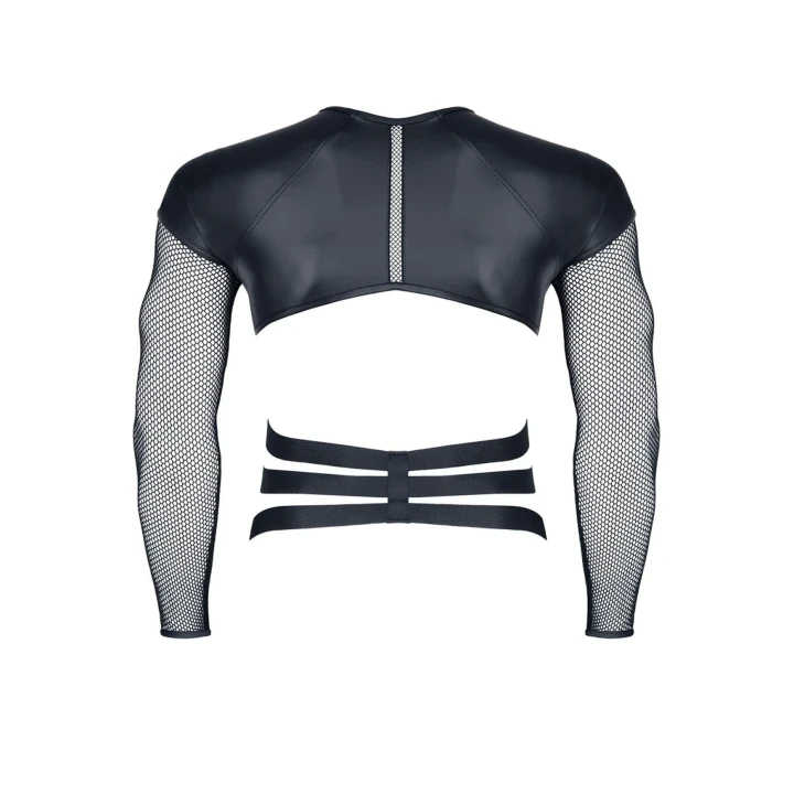 Męski t-shirt czarny XXL z dekoracyjnymi gumkami i srebrnymi pierścieniami