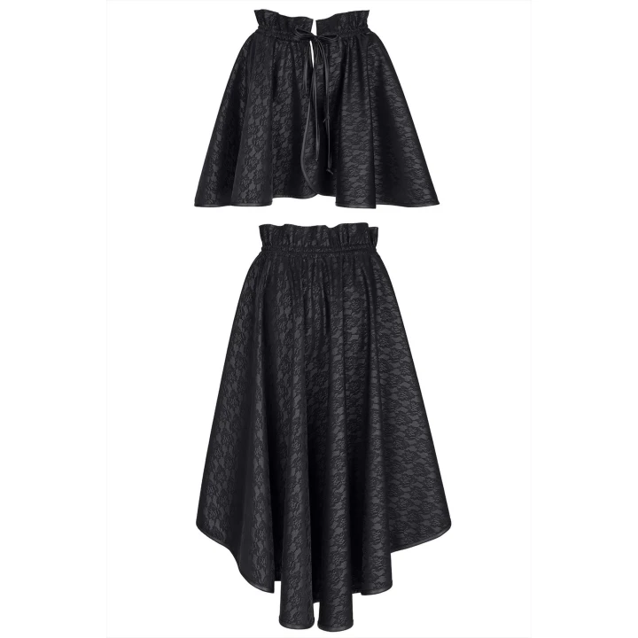 Spódnica baskinka BENEDETTA001 czarna XXS/XS, elegancka, efektowny krój, czarny wetlook