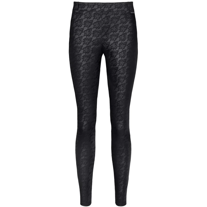 Legginsy damskie BRConstanza001 czarne wetlook rozmiar XXL z kieszeniami i szlufkami