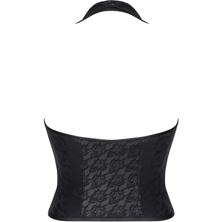 Elegancki czarny top damski BRLUDMILA001 rozmiar XXL z efektownym kołnierzem