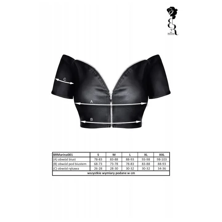 Stylowy top damski w kolorze czarnym, rozmiar S, wykonany z elastycznej ekoskóry